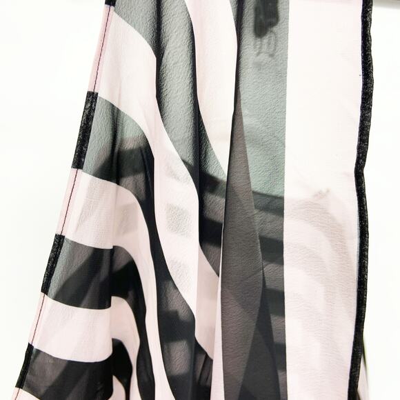 Victor Costa Occasion Sheer Orchid and Black Striped Blouse Swim Coverup Size 1X - Picture 4 of 7